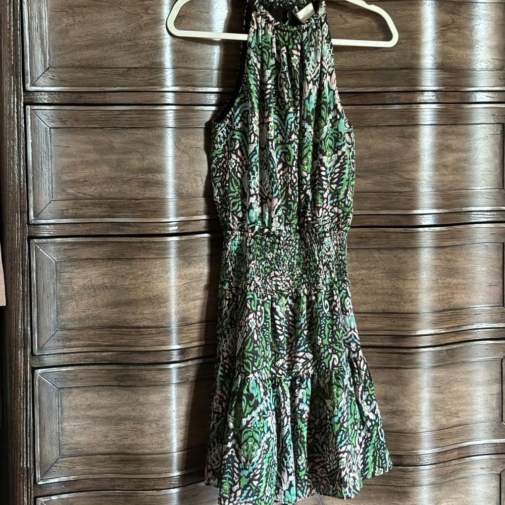 Pinch High neck halter floral ruffle dress Size S